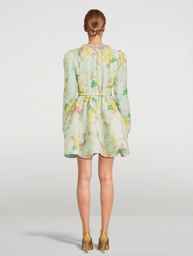 ZIMMERMANN Matchmaker Linen And Silk Mini Dress In Floral Print