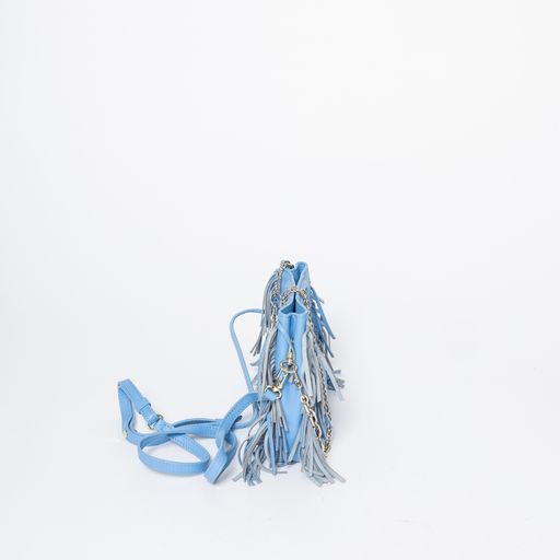 Maje Blue Leather Bag with Fringe