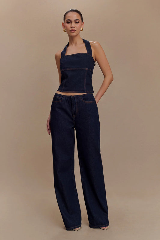 MESHKI Caitlin Mid Rise Denim Flare Jeans