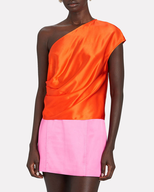 MICHELLE MASON neon orange silk top