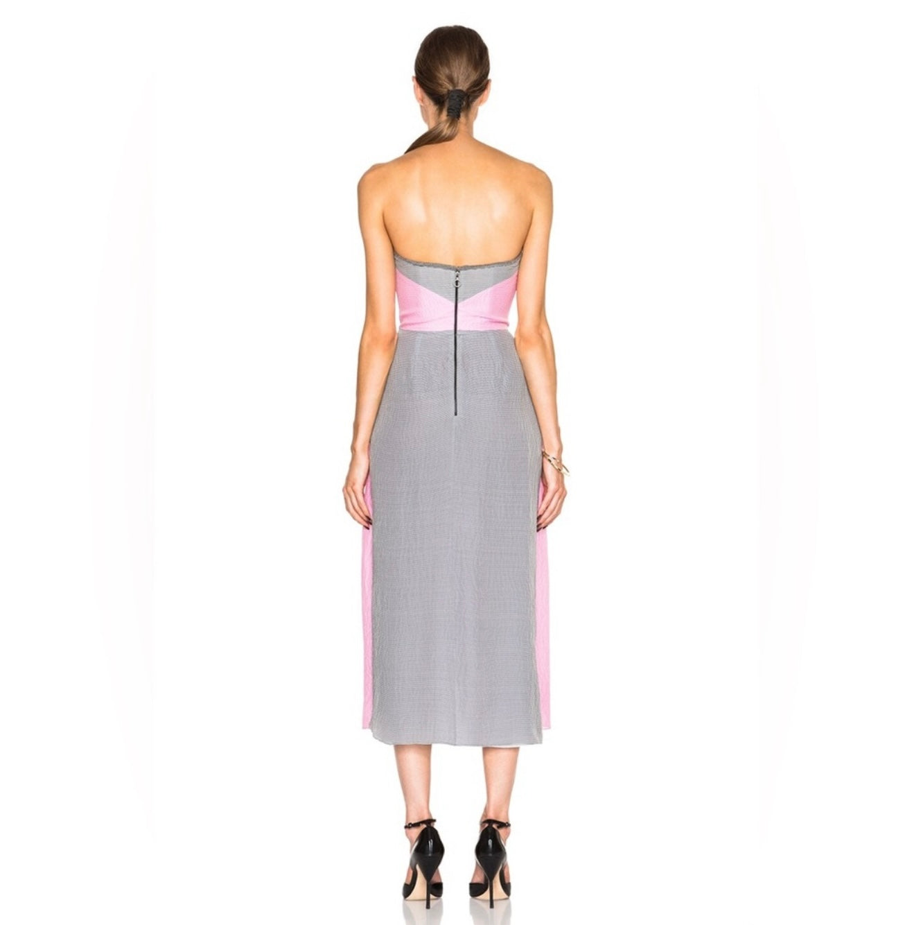 Roksanda - Orbeli Pink Grey Silk Strapless Dress