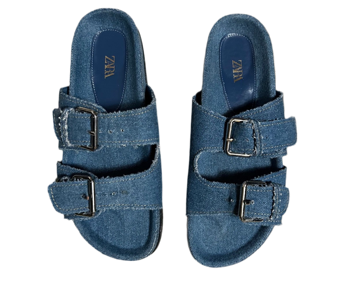 ZARA denim slides