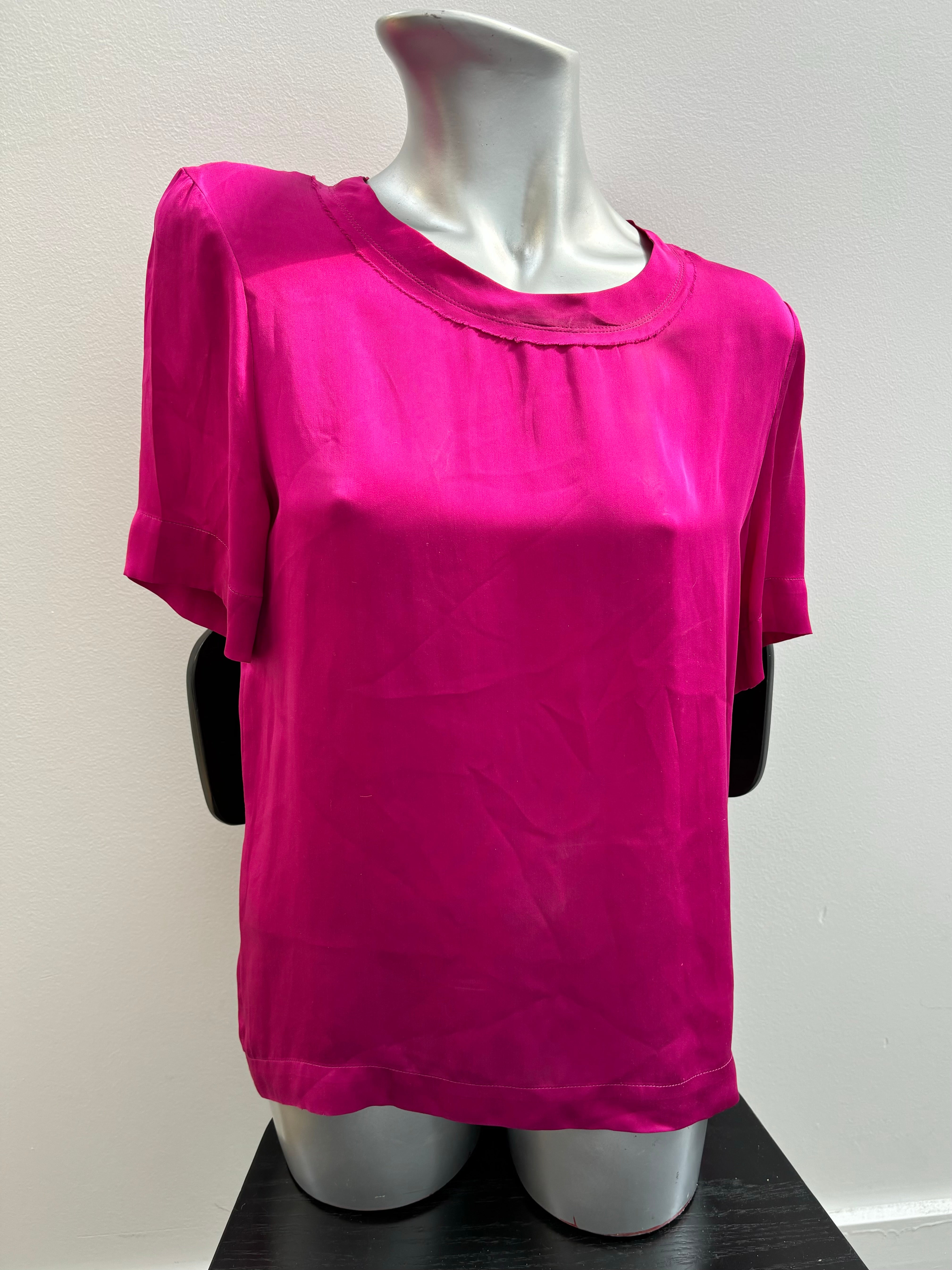 LANVIN fuscia silk short sleeve top