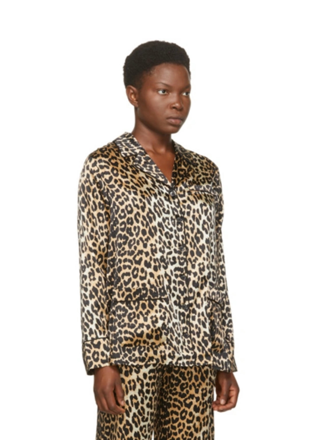 GANNI - Leopard Print Stretch Silk Pajamas