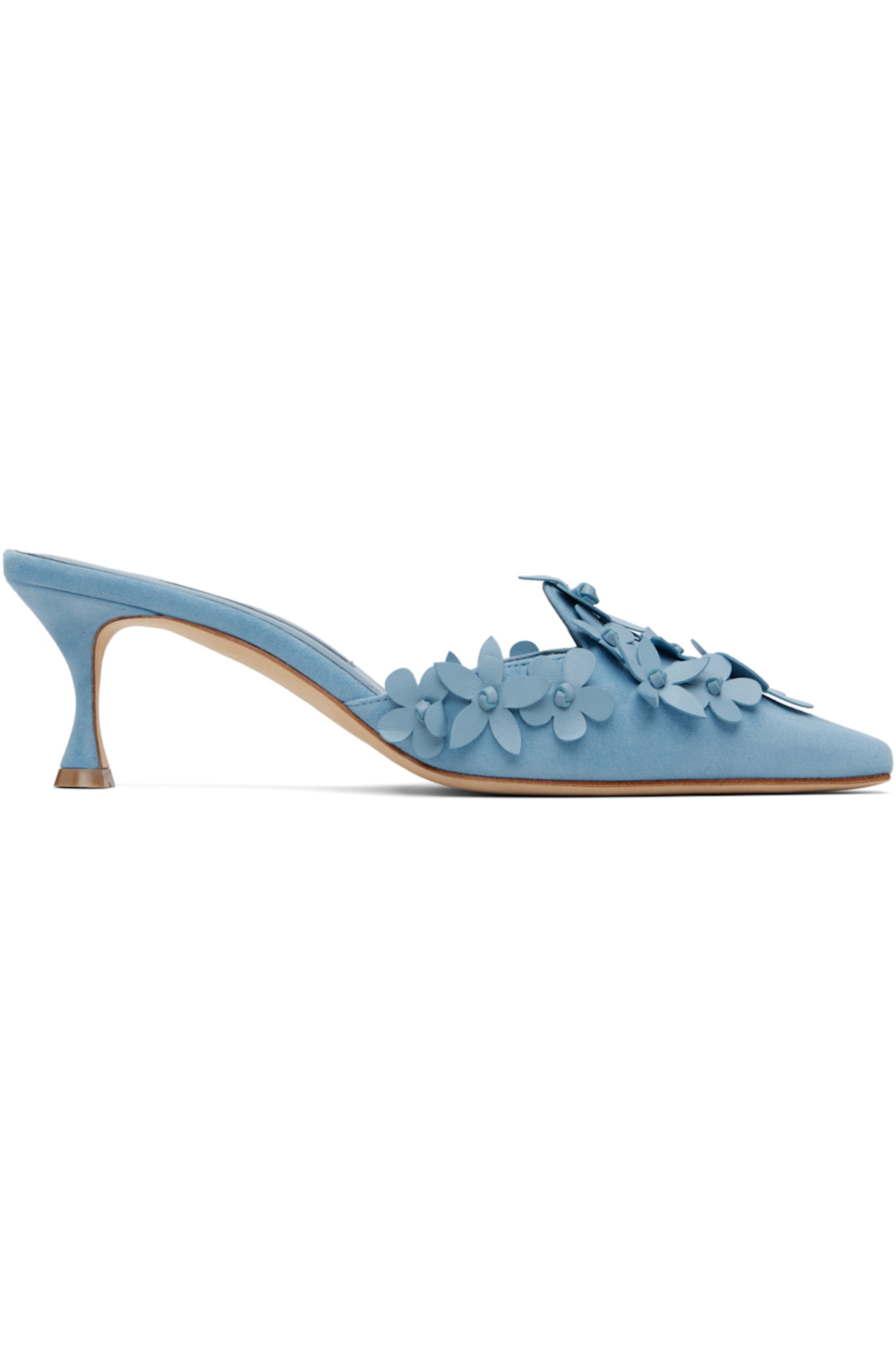 MANOLO BLAHNIK blue harnes mules