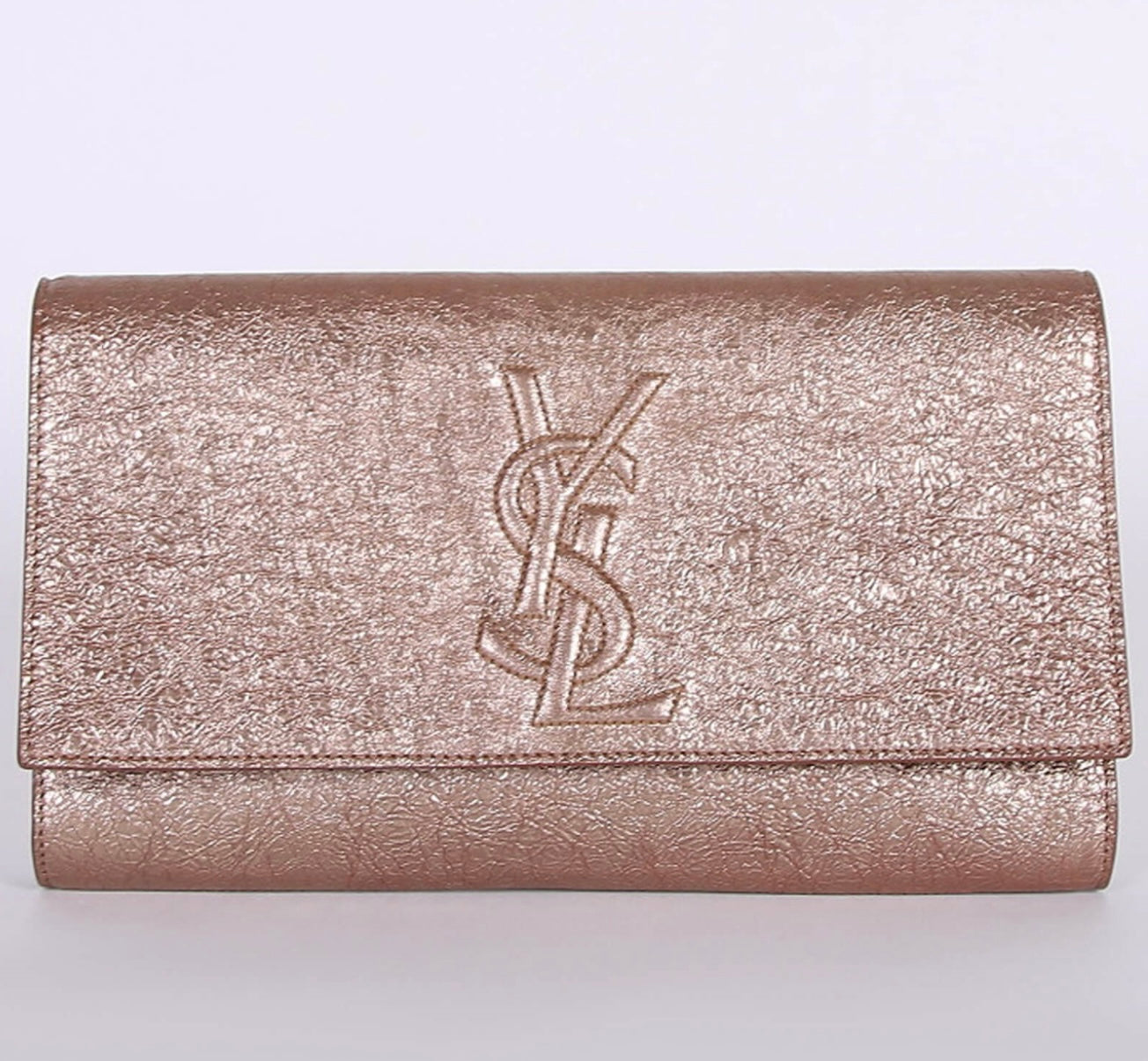 SAINT LAURENT
Belle de Jour Patent Clutch Bronze