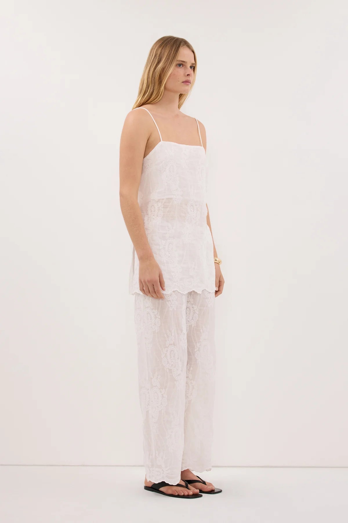 DIISH cordella white ramie cami top with embroidery