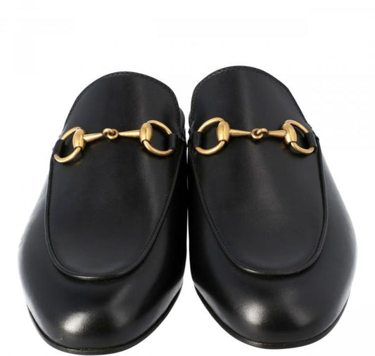 Gucci Black Leather Princetown Horsebit Mules