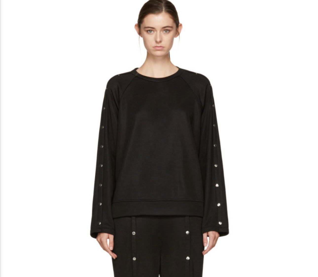 T by Alexander Wang Sleek Snap Sweatshirt in Black