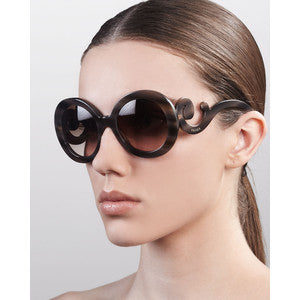 PRADA BAROQUE ROUND SUNGLASSES IN TORT