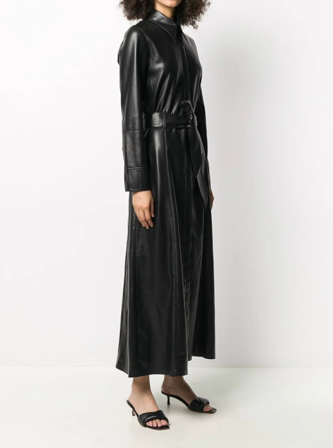 Nanushka - 
faux long belted dress