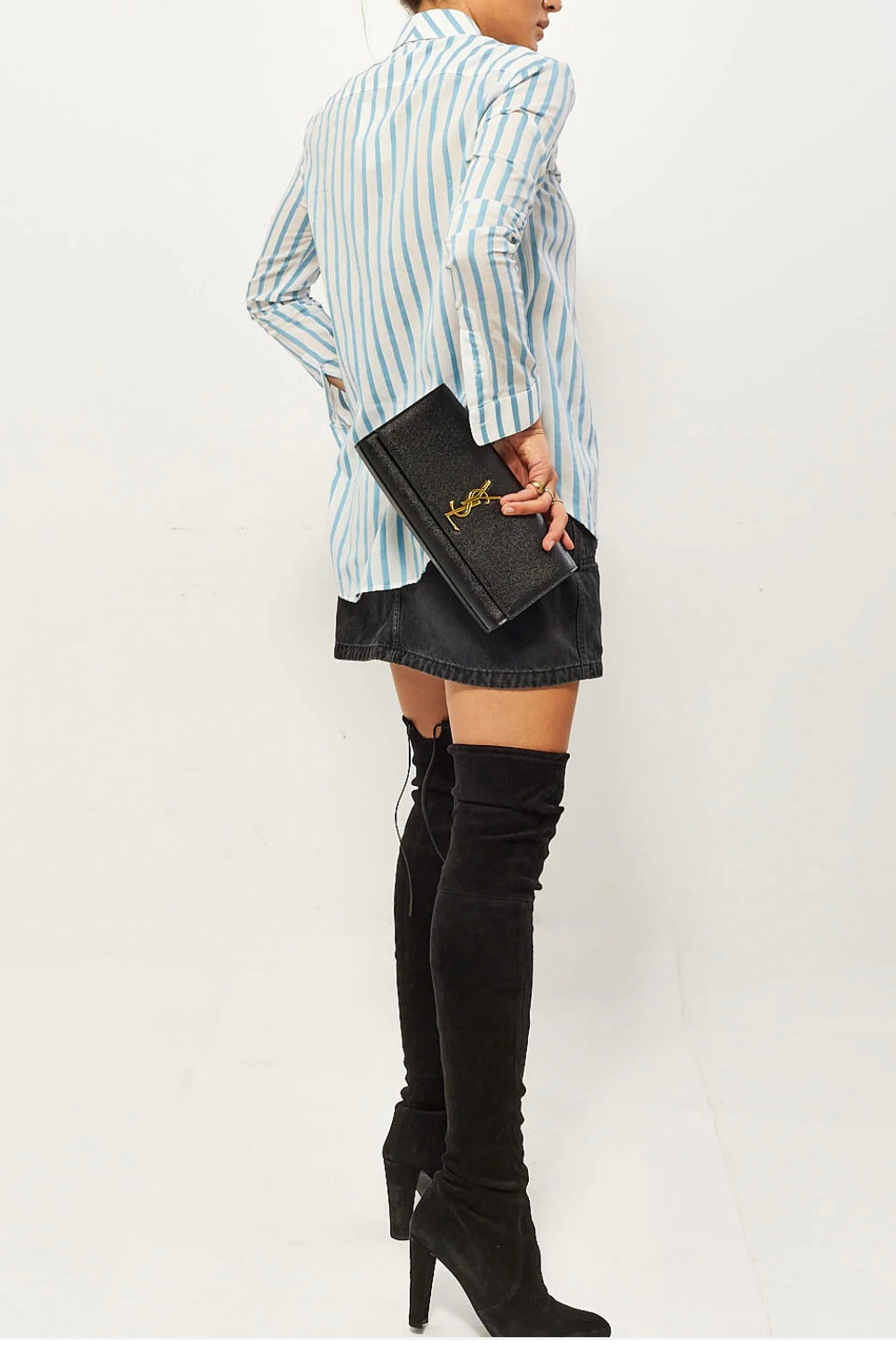 Saint Laurent Black Grain de Poudre Leather Kate Clutch