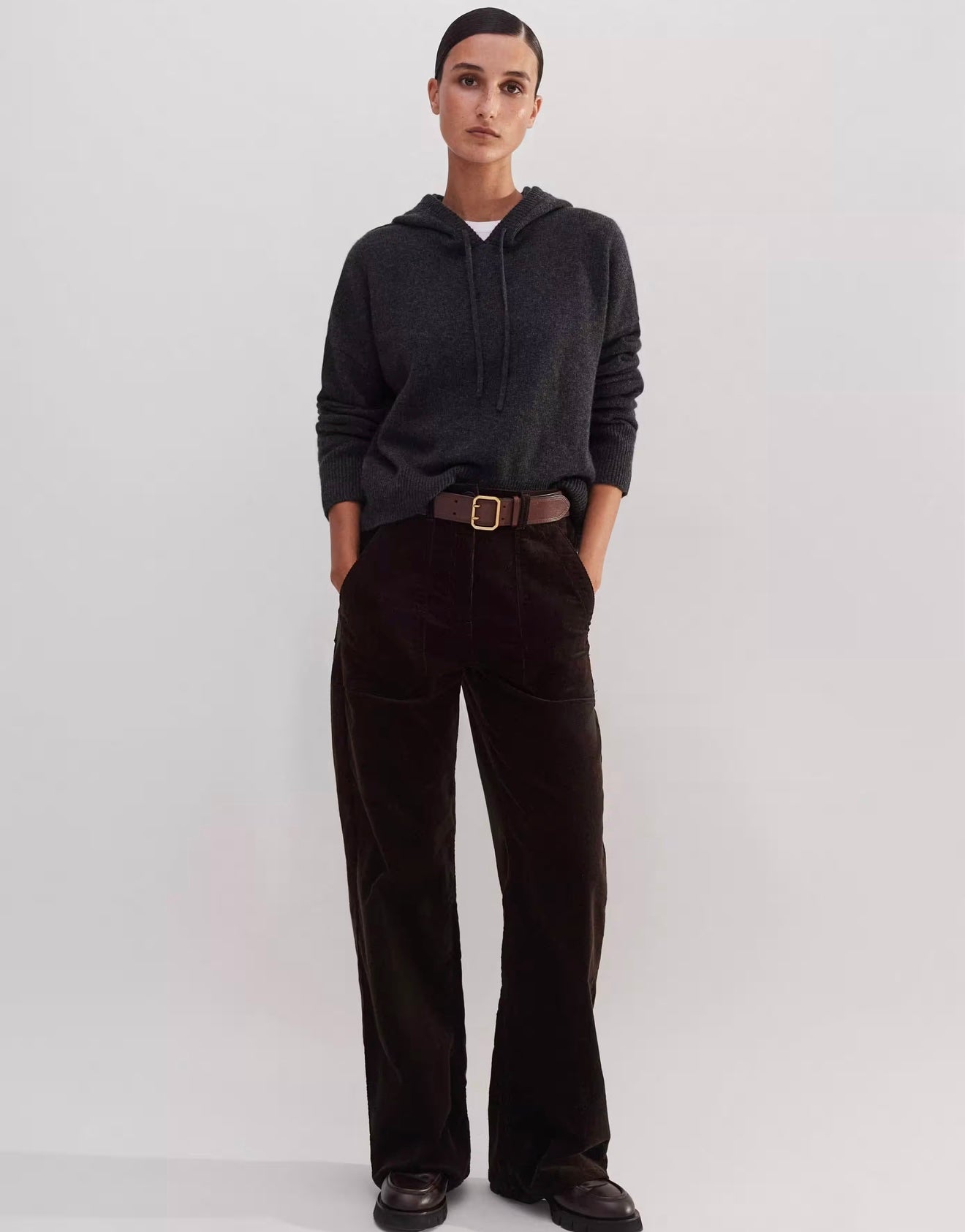 ME + EM charcoal cashmere hoodie