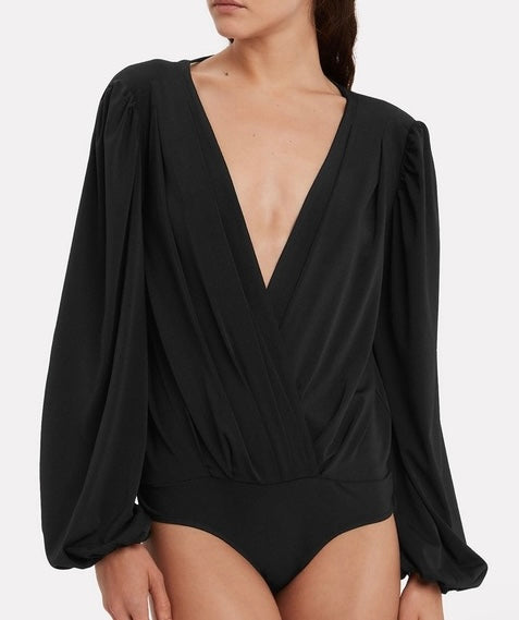 Ronny Kobo Plunge Long Sleeve Bodysuit