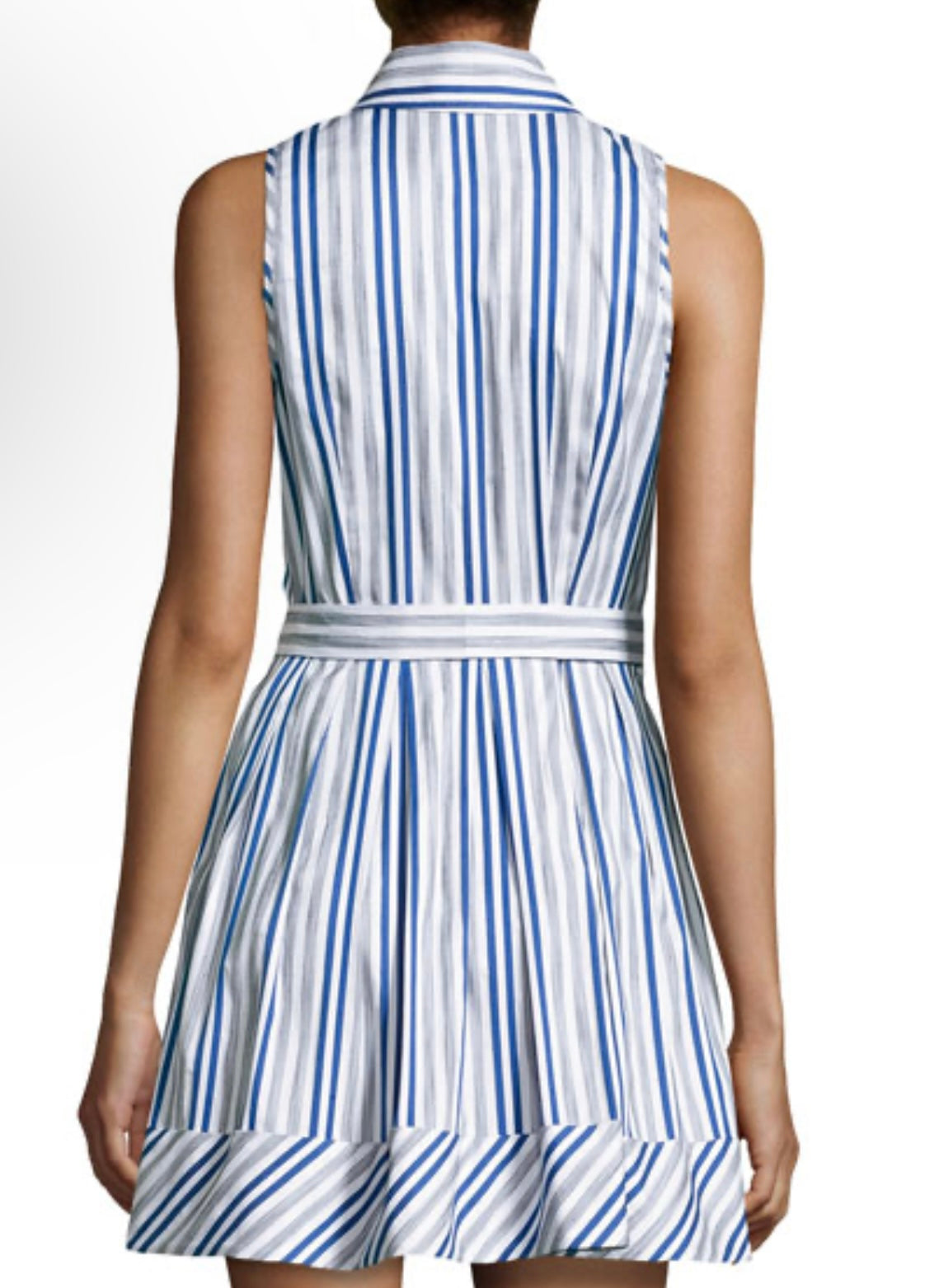 Milly
Stripe Sleeveless Shirtdress, Blue/White