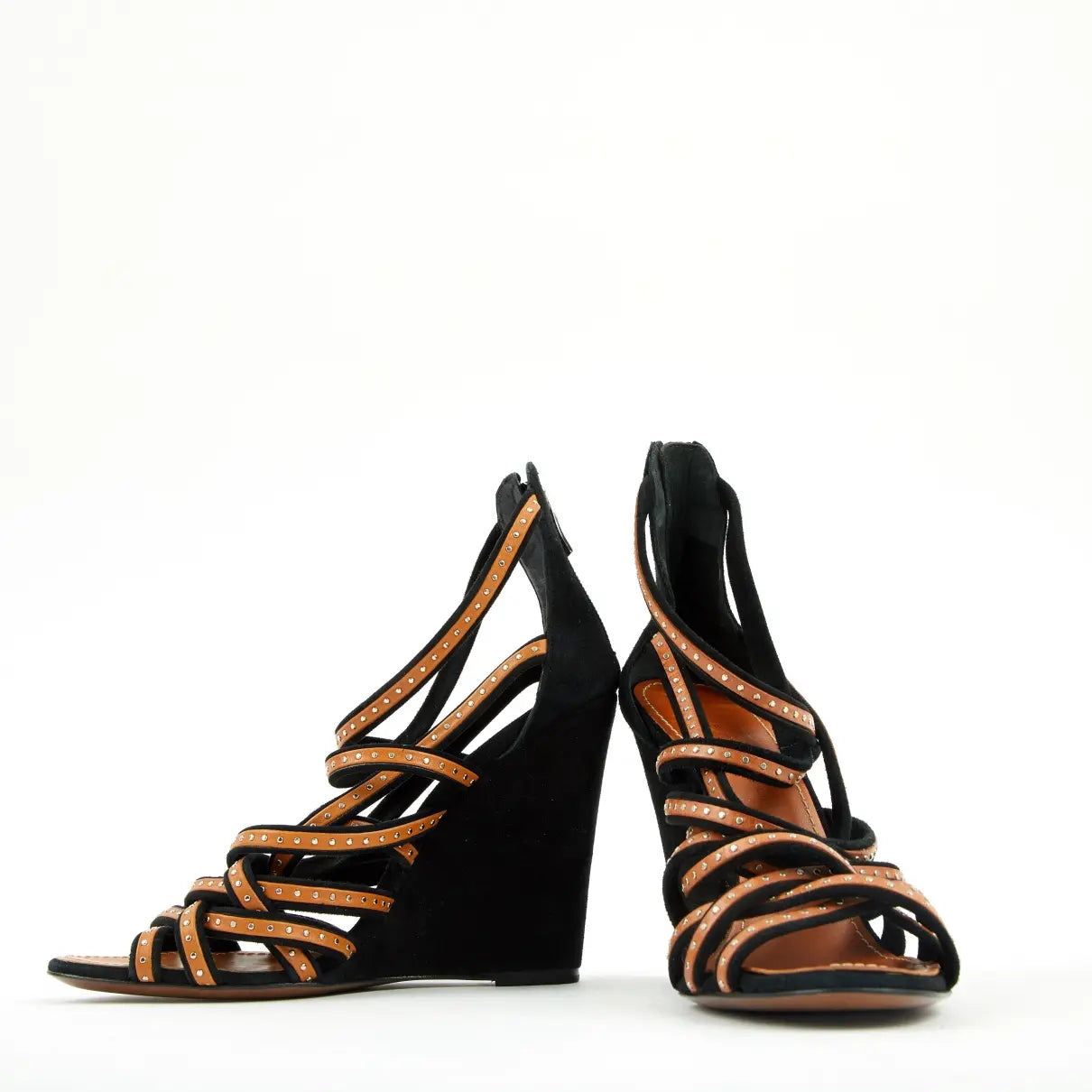 BARBARA BUI velvet wedges with brown straps