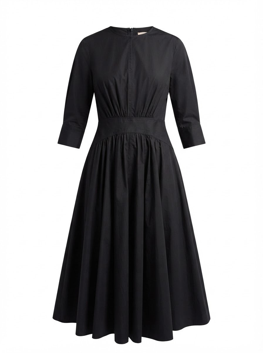 MARNI black 100% cotton midi tunic dress