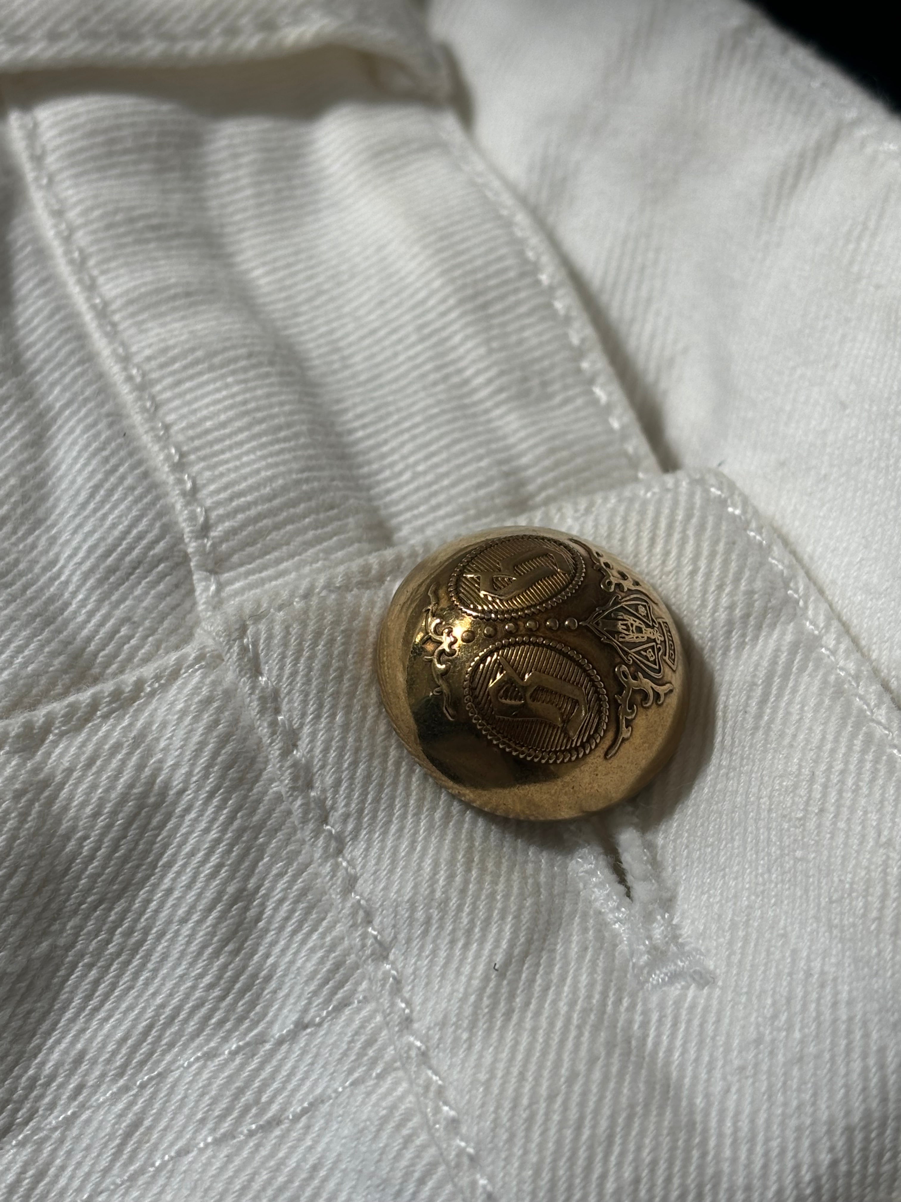 GUCCI white jeans with gold button