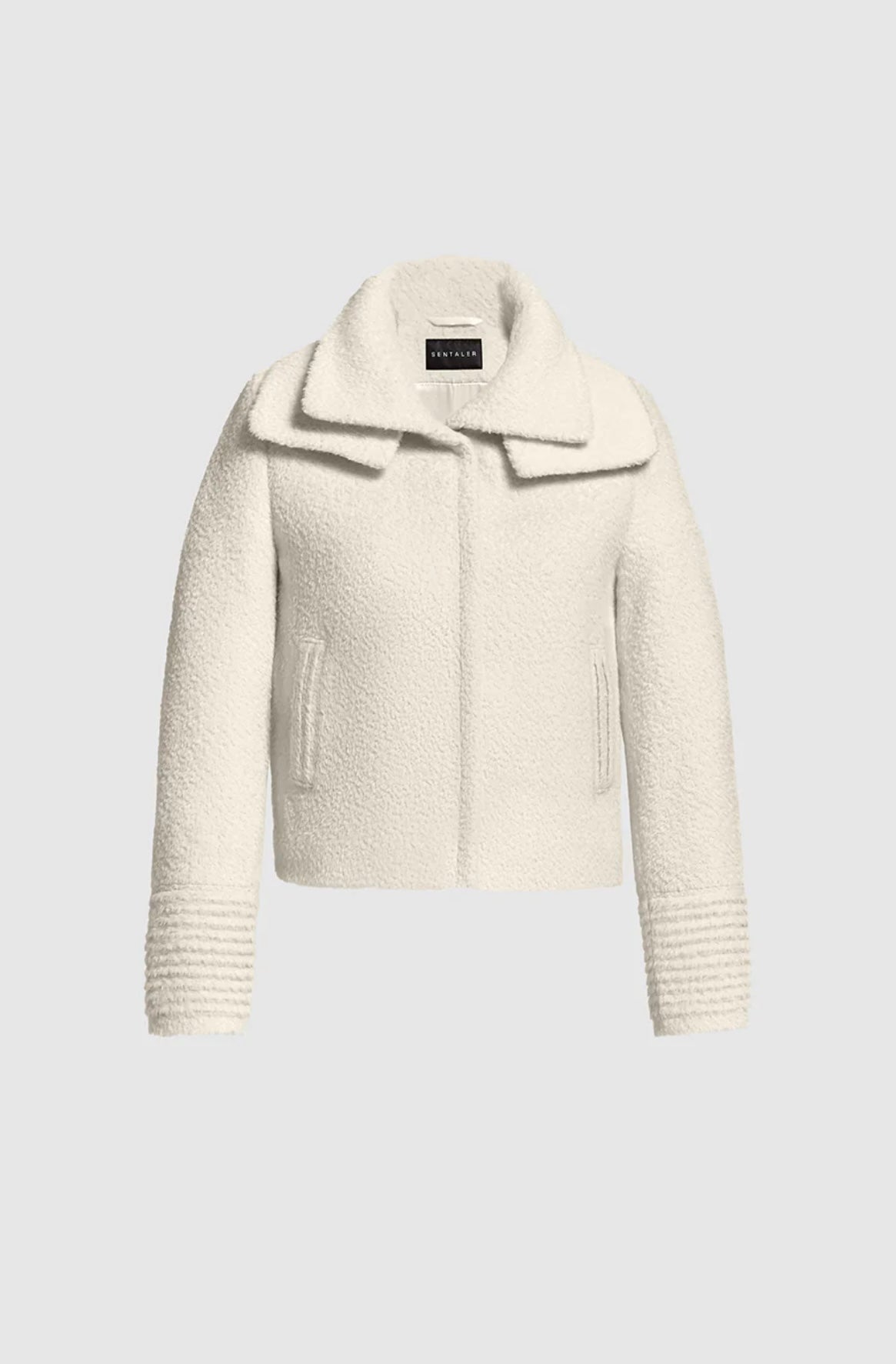 SENTALER - BOUCLÉ ALPACA MOTO JACKET WITH SIGNATURE DOUBLE COLLAR