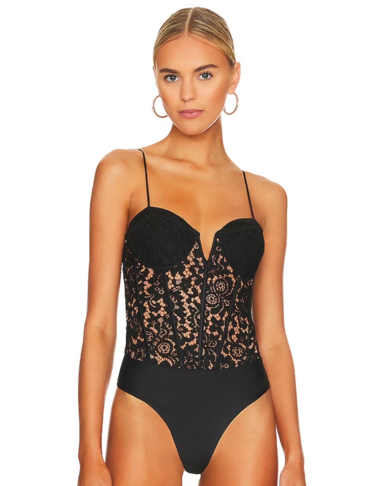 CAMI NYC - Anne Corded Lace Bodysuit in Black