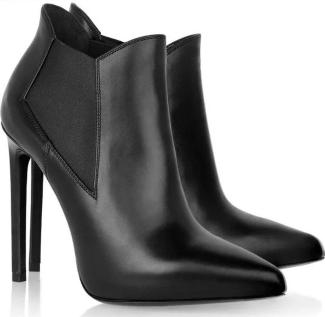 Saint Laurent - Black Leather Pointed Booties