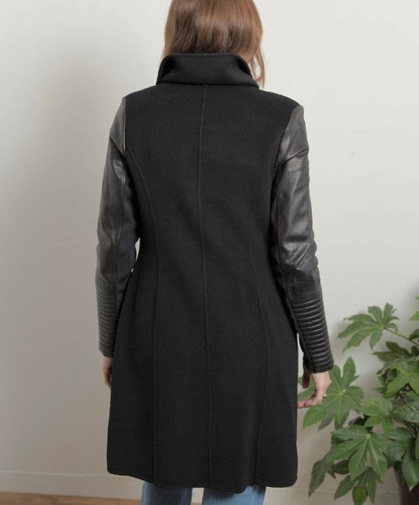 RUDSAK black cape style jacket with leather sleeves