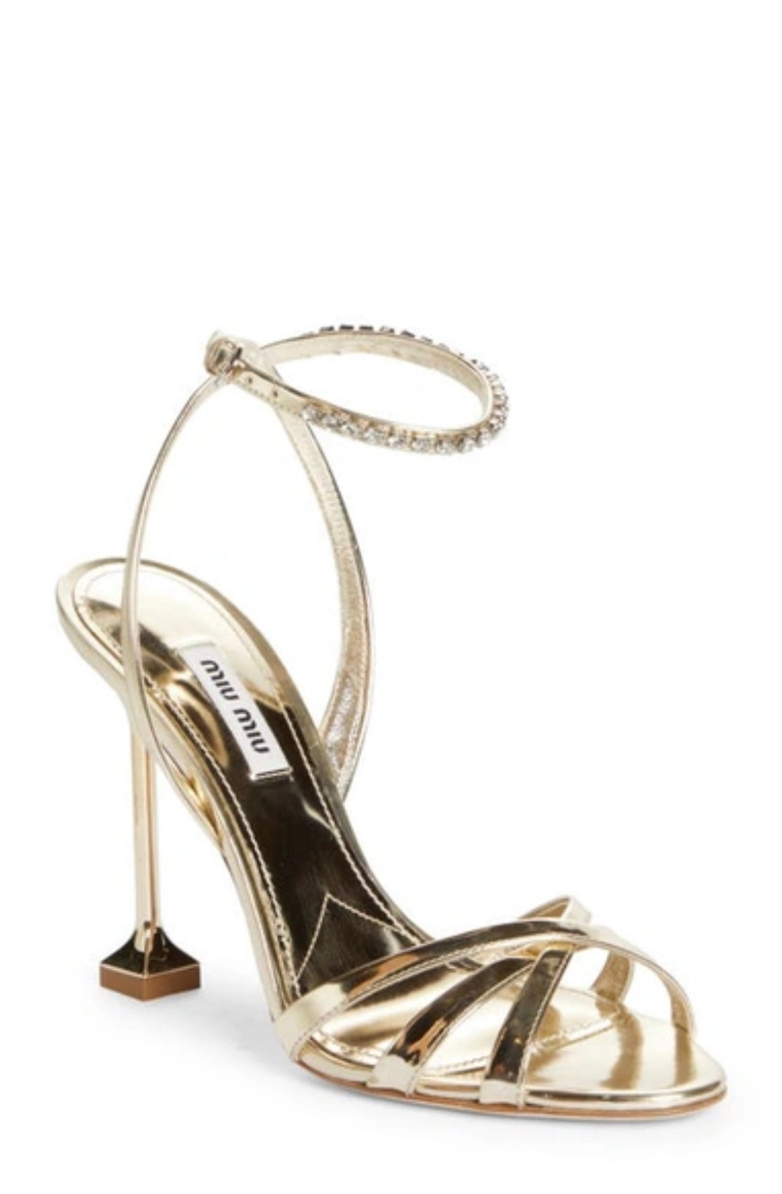 MIU MIU - Metallic leather jewel strap sandals