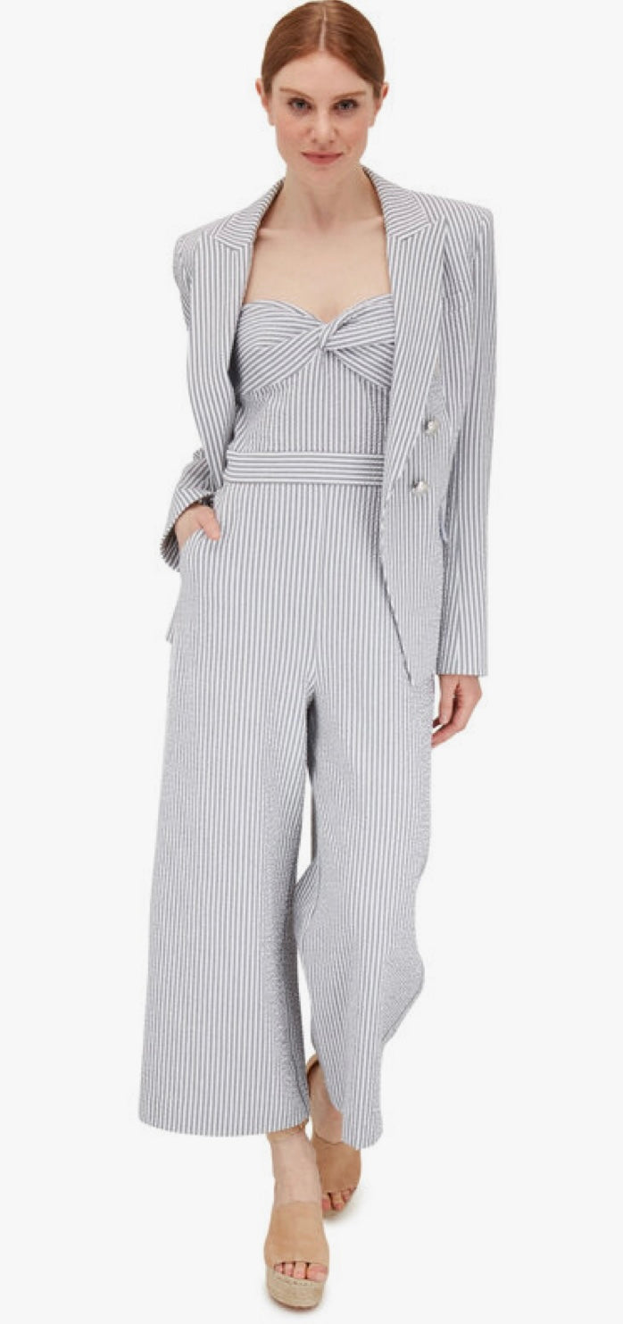 VERONICA BEARD white/blue stripe blazer