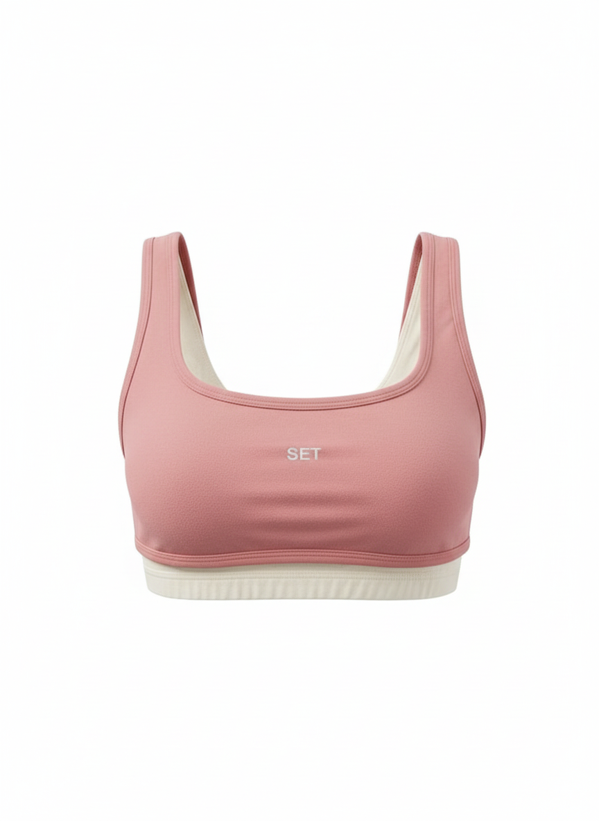 SET ACTIVE pink, white leggings, shorts, bra set