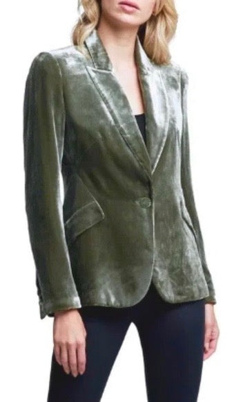 L'AGENCE green velvet blazer