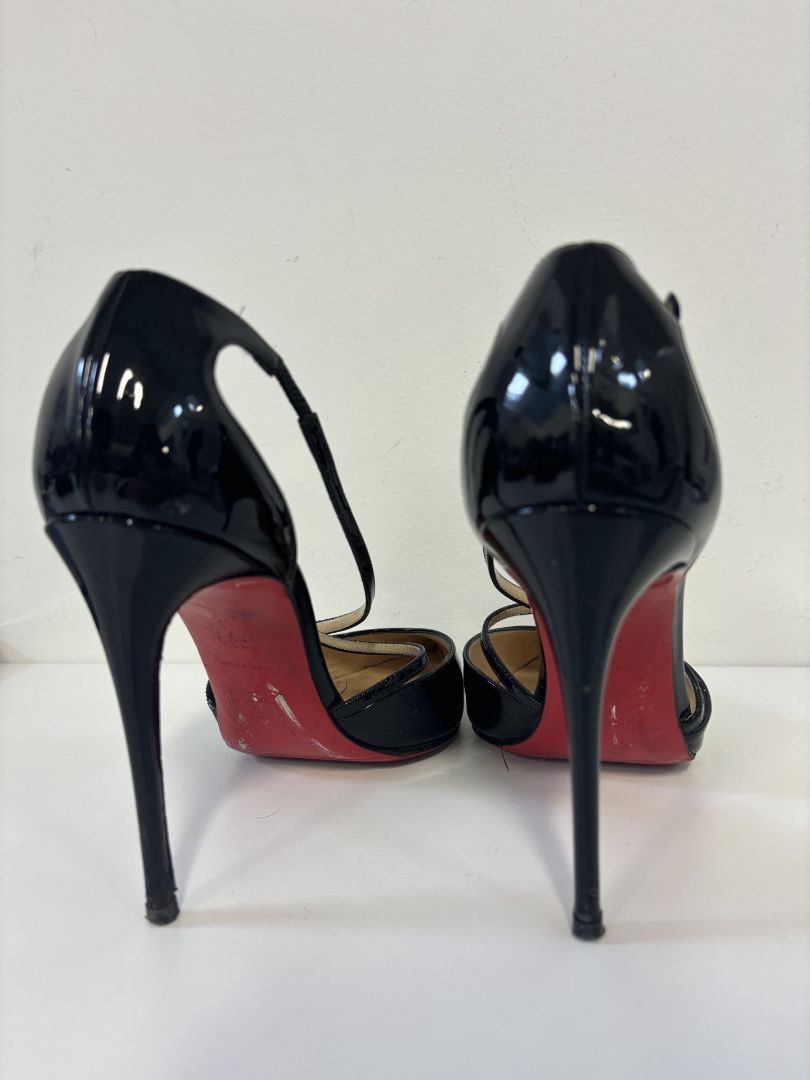 Christian Louboutin Patent Leather Cross Strap Heel