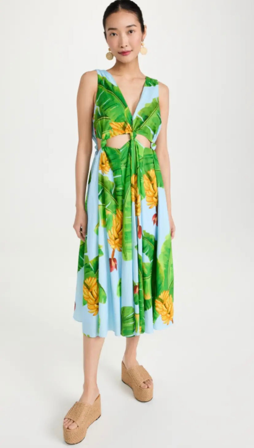 Farm Rio - Banana Cut-Out Midi Dress