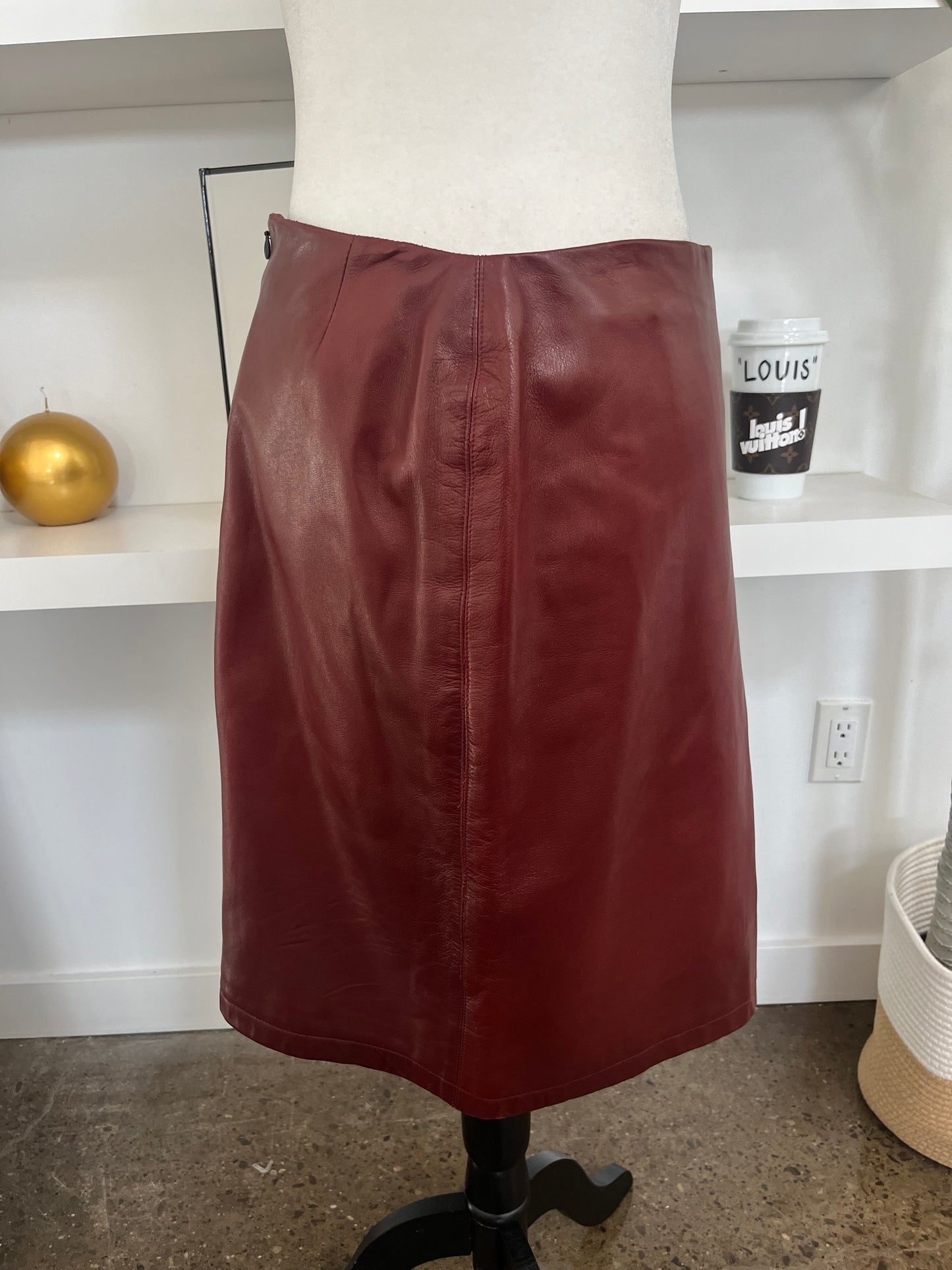 SAINT LAURENT vintage red/black quilted interior leather jacket and skirt