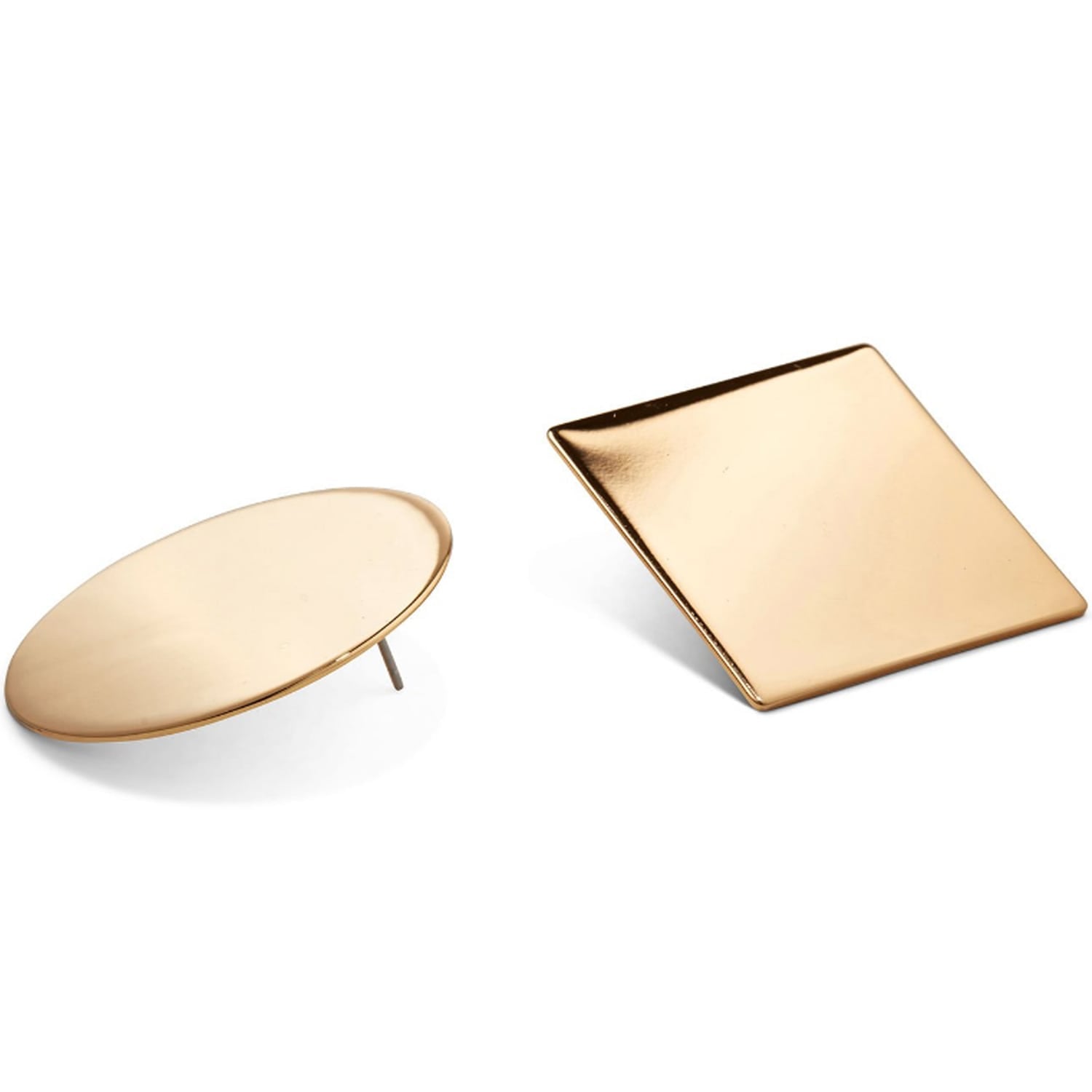 JENNY BIRD CIRCLE/SQUARE LARGE GOLD EARRINGS PAIR