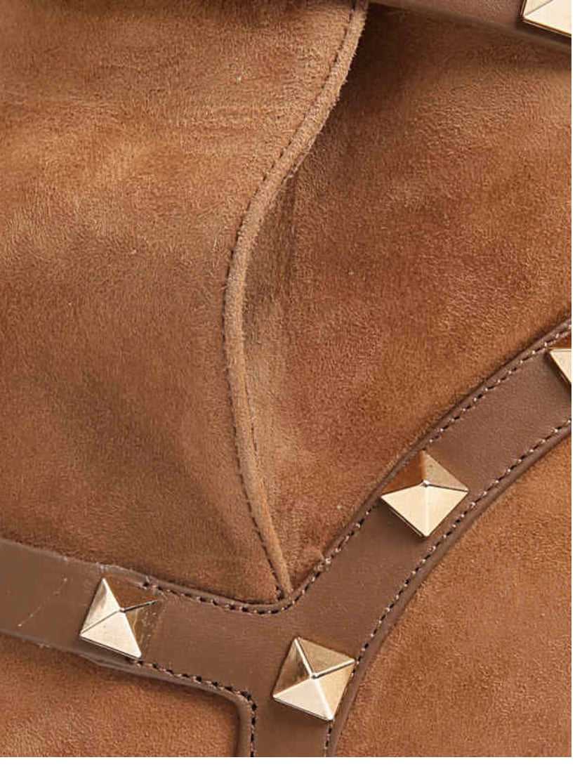 VALENTINO brown suede boots with rockstud