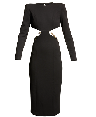MISHA black dress with cutouts and gold chain
