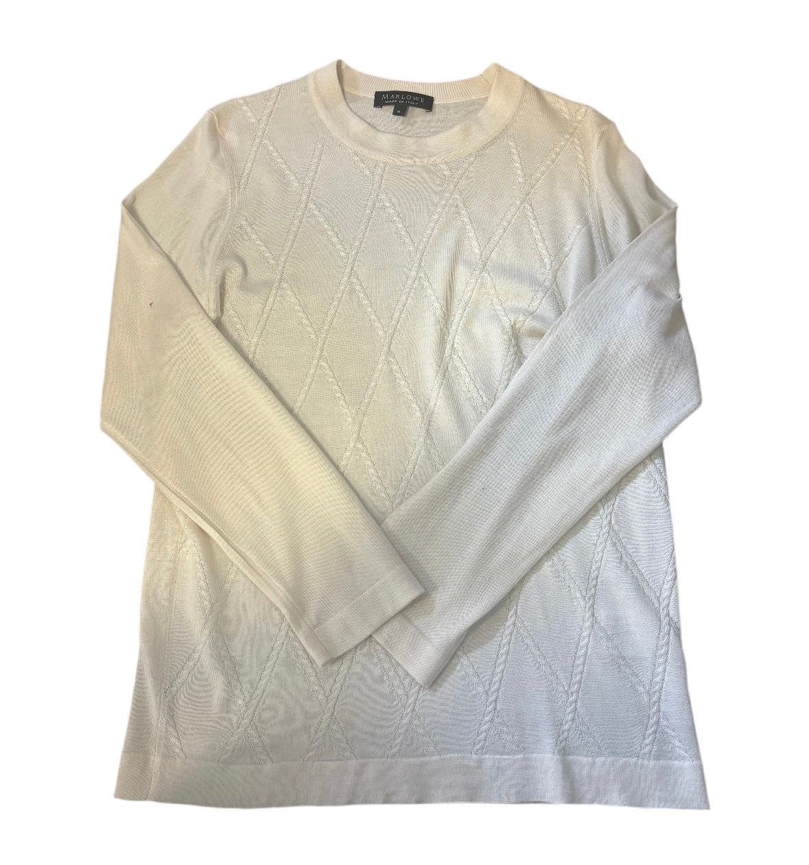 MARLOWE cream cashmere argyle crewneck sweater
