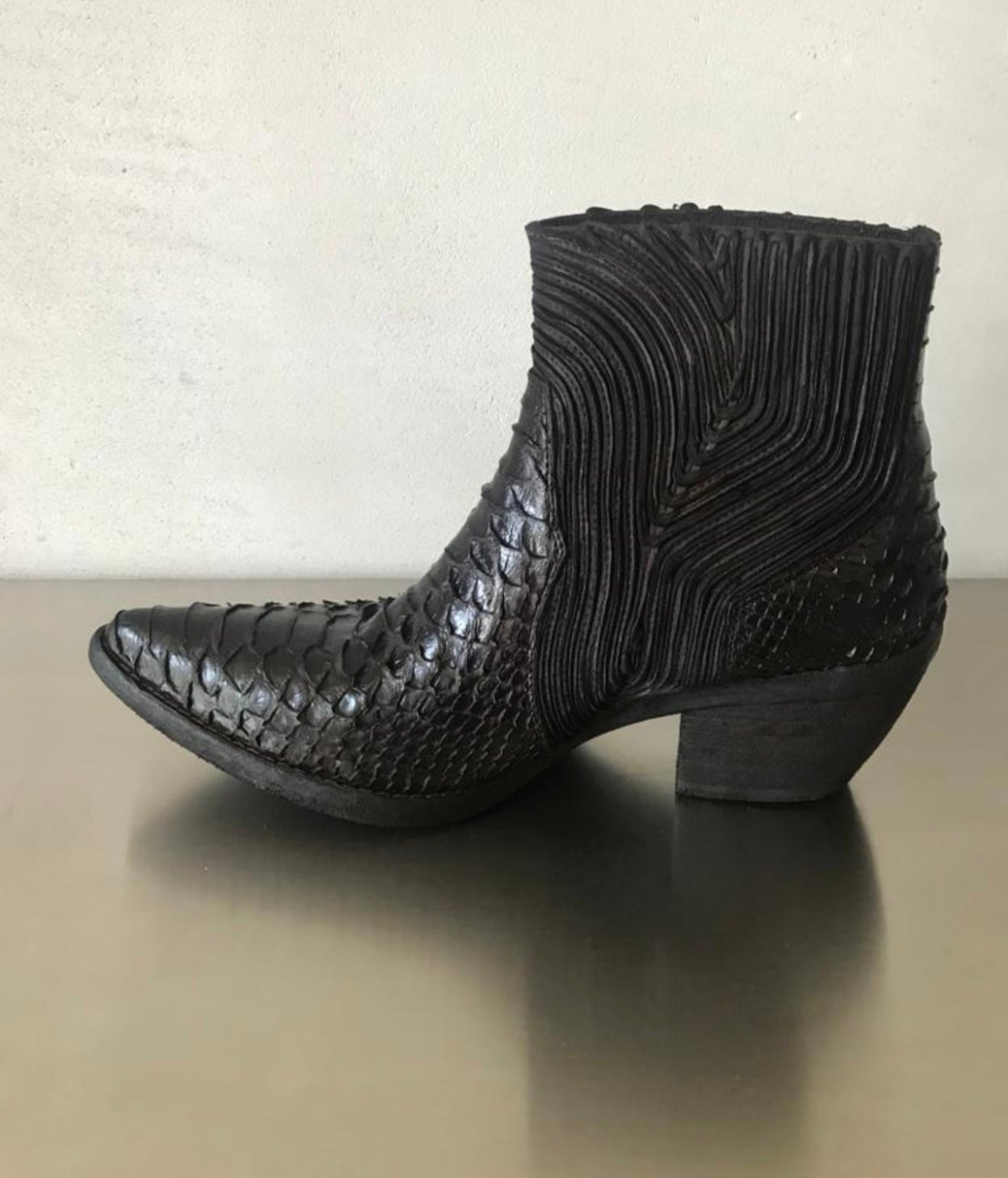 FAUZIAN JEUNESSE PYTHON Ankle Boots Black