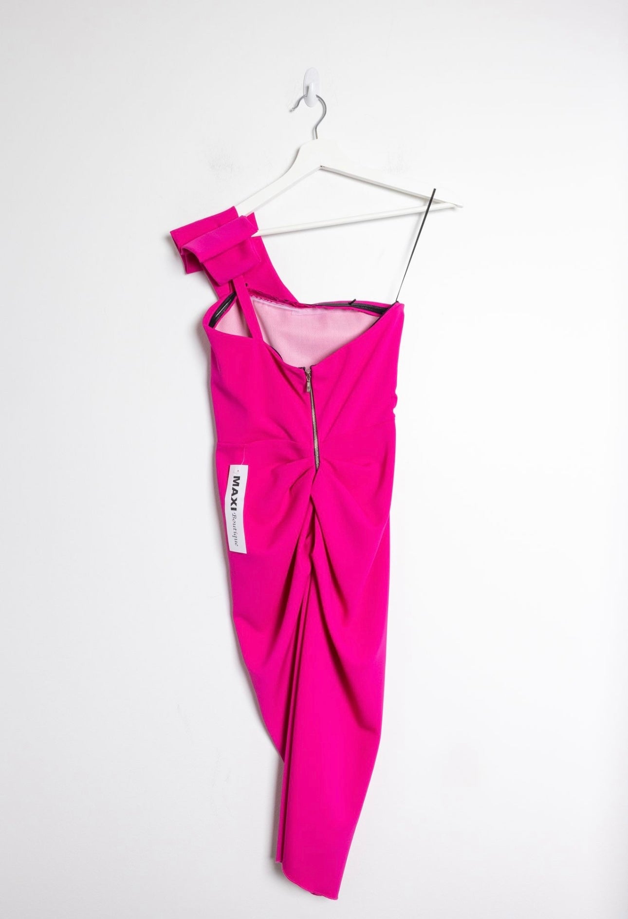 Maxi Boutique - Hot Pink One Shoulder Midi Dress