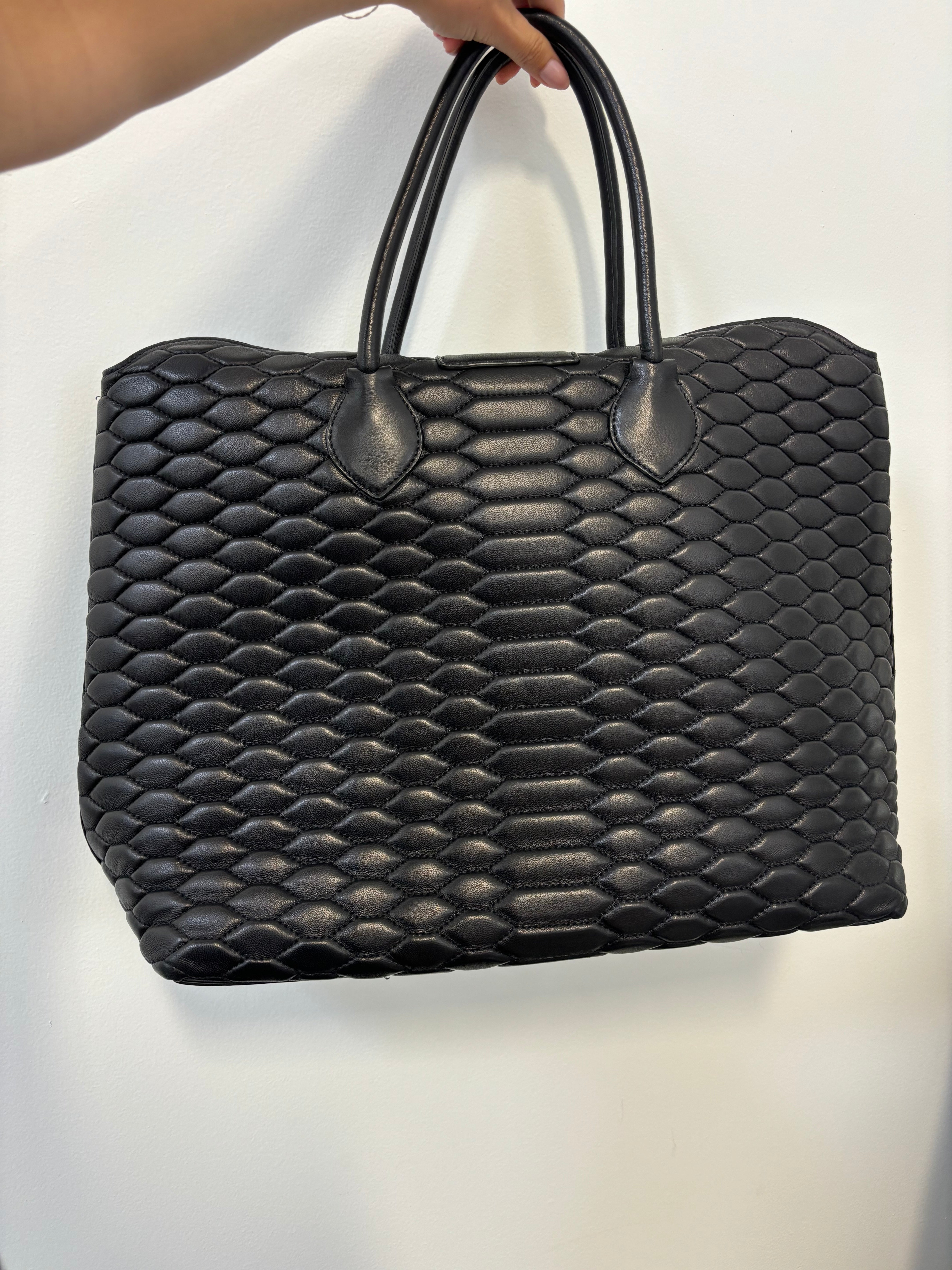 ROBERTO CAVALLI large black quilted leather tote bag, w dust bag
