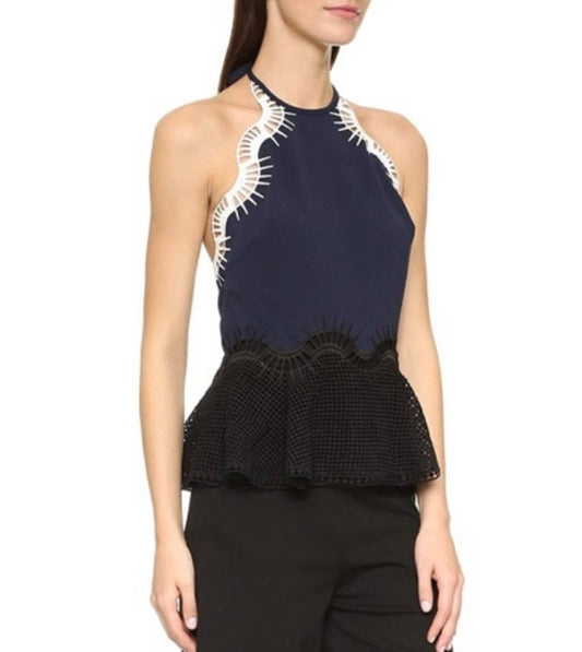 Jonathan Simkai Lace Trim Halter Top