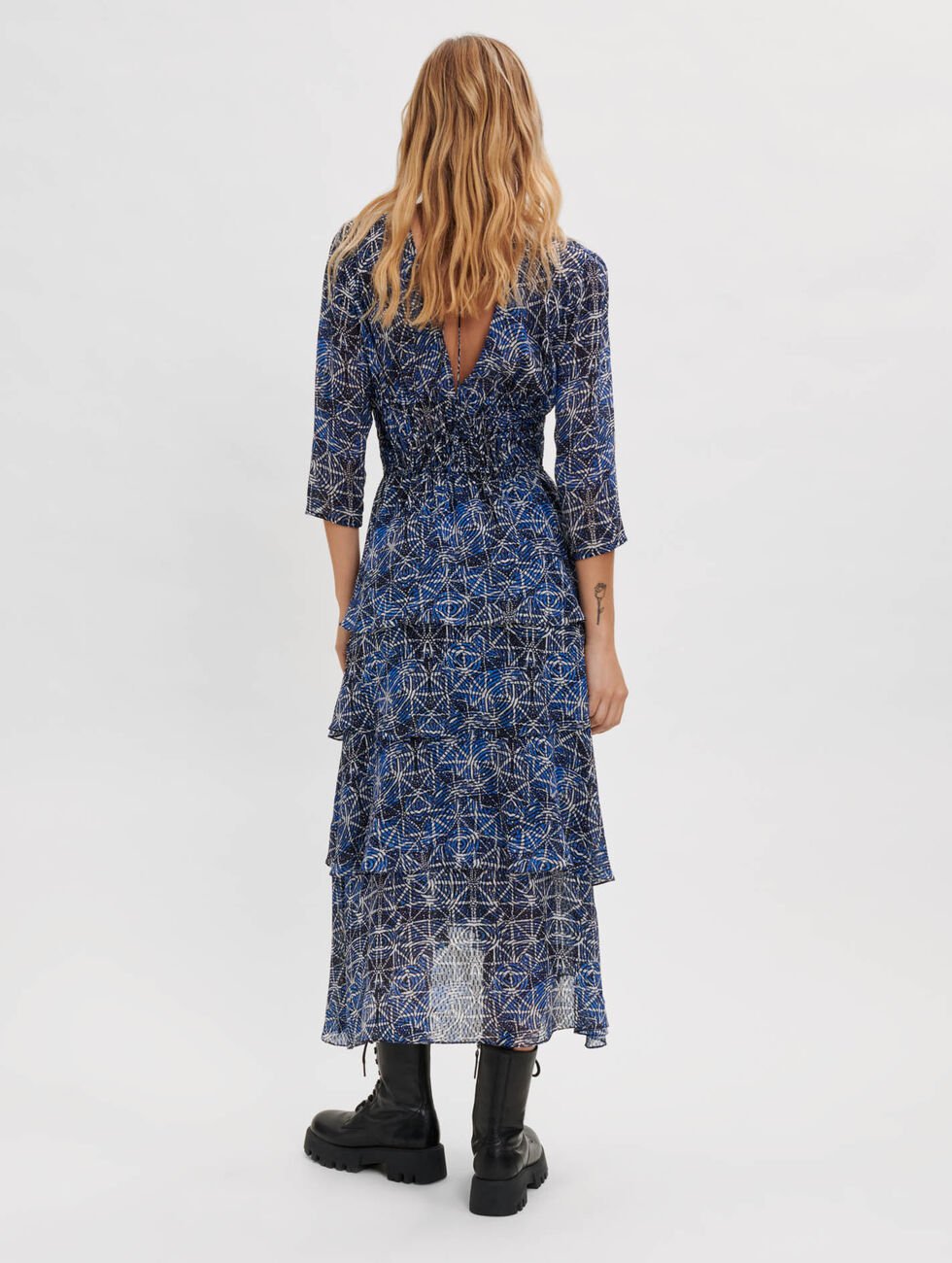 MAJE tiered Lani dress in blue