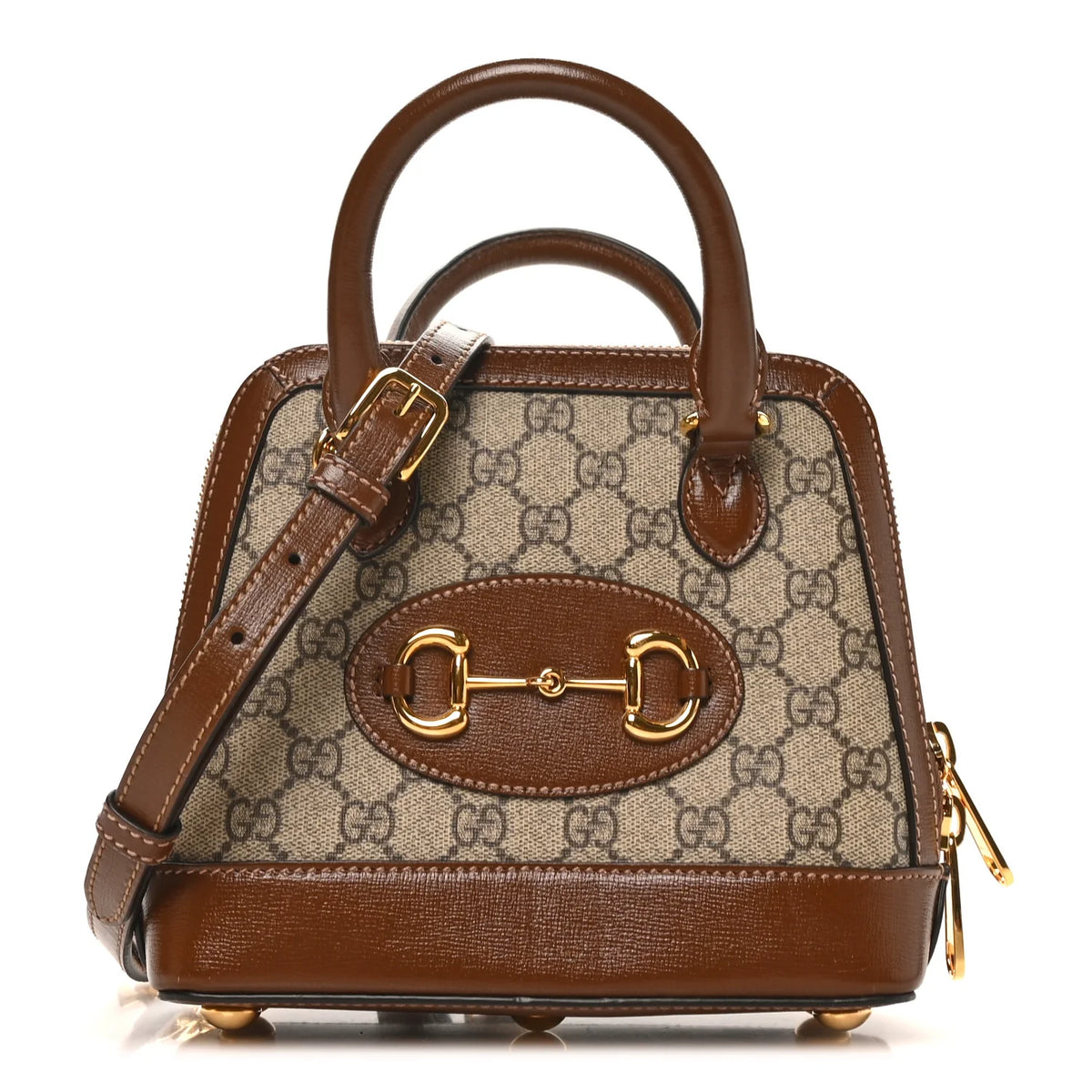 GUCCI GG Supreme Horsebit 1955 Mini Top Handle Bag in brown, w dust bag