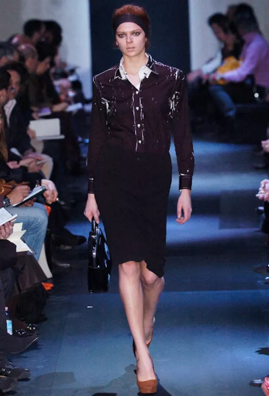 PRADA black/white button up top