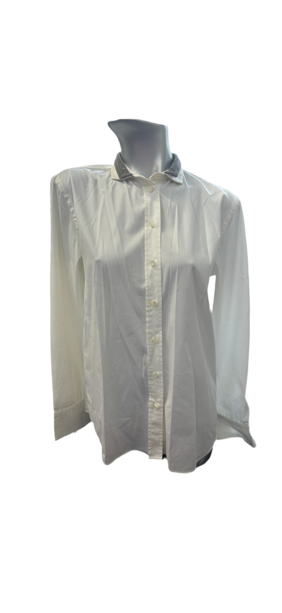 Brunello Cucinelli Monilli Interior Collar Shirt in White