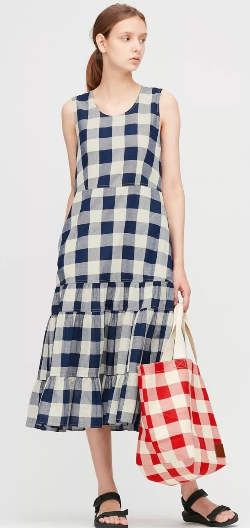 JW ANDERSON X UNIQLO - plaid tiered midi dress