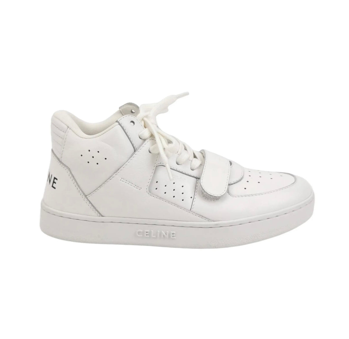 CELINE white leather mid rise sneakers