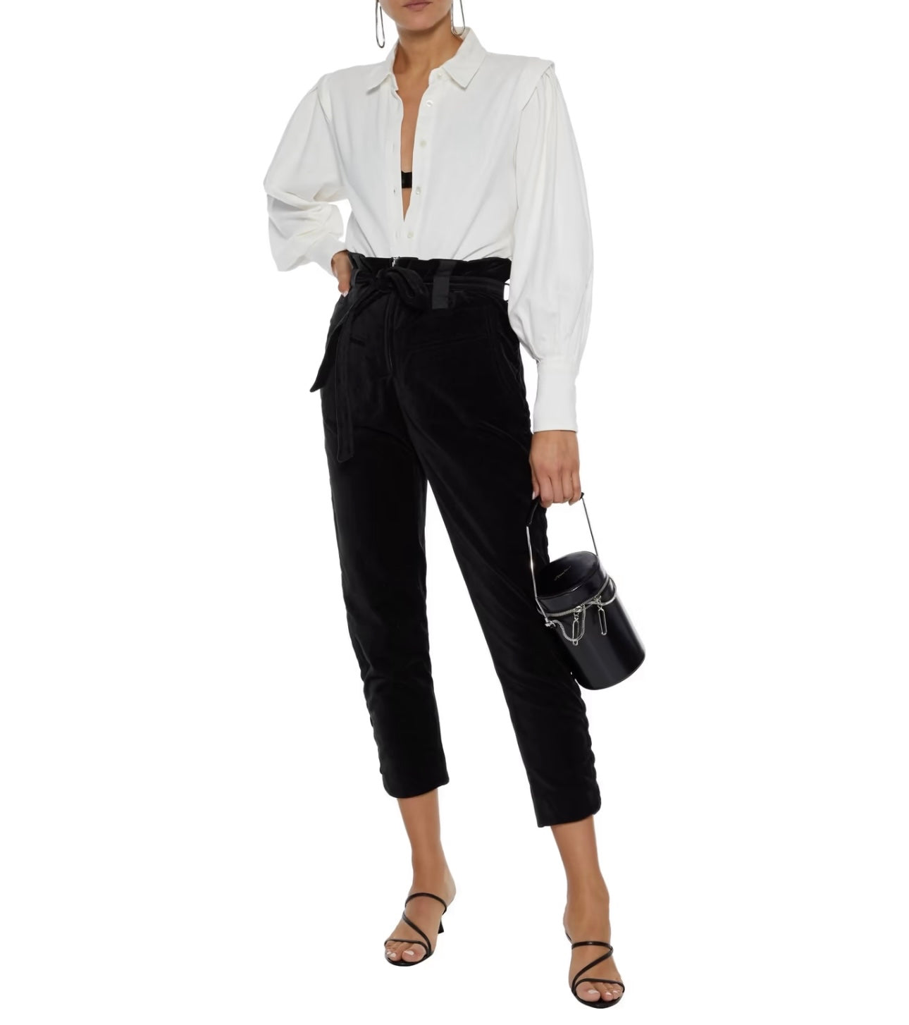 IRO
Cropped lace-up velvet slim-leg pants