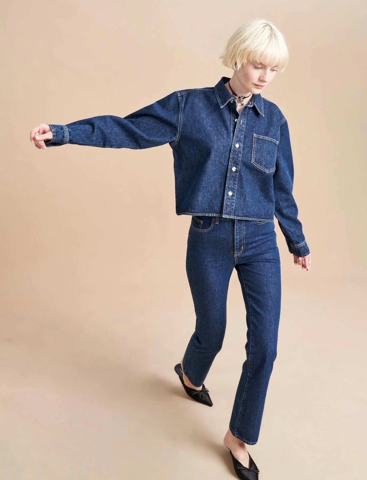 LA LINGE - Cropped Stevie Shirt