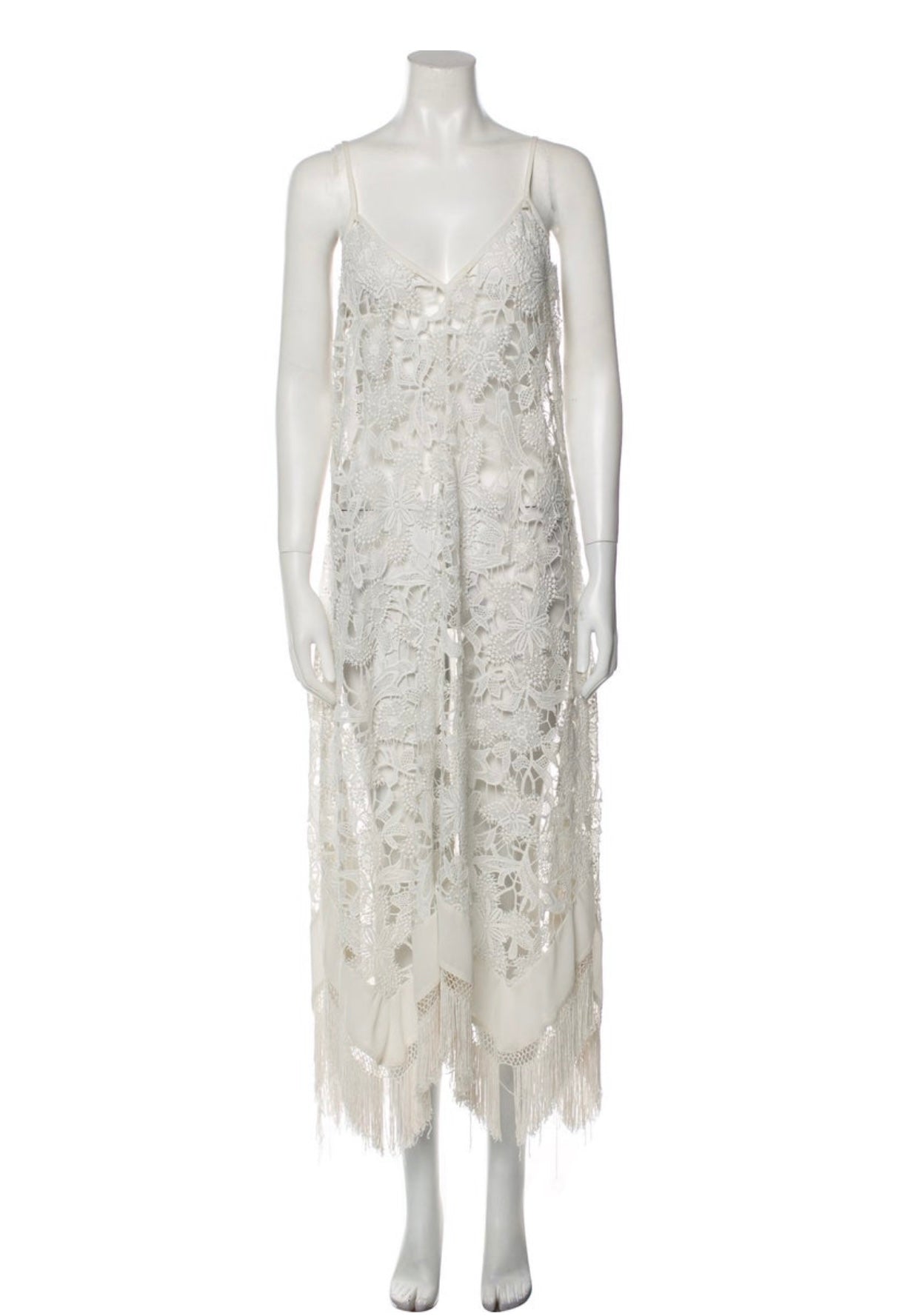 Ramy Brook - Trim lace & fringe accent cover-up dress